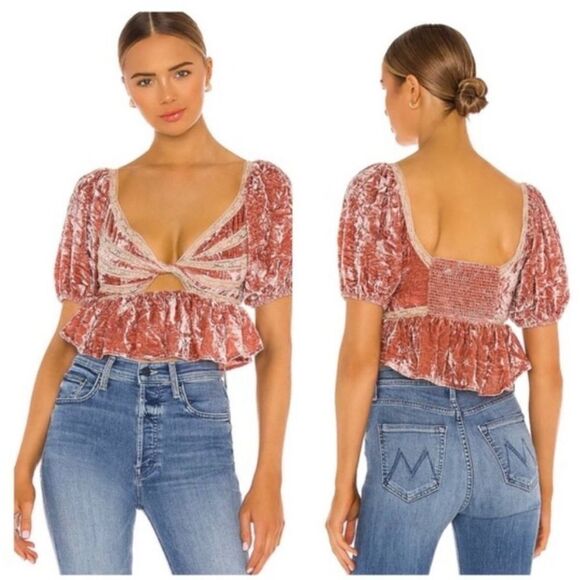 Free People Yours Truly Velvet Top || SZ M || Mauve - Picture 6 of 15